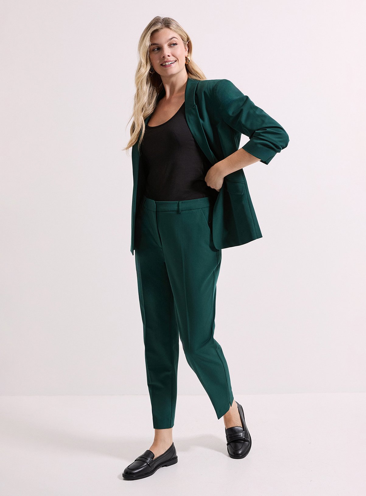 DOROTHY PERKINS Slim Leg Tailored Ankle Grazer Trouser Dark Teal 14 - Image 2 thumbnail